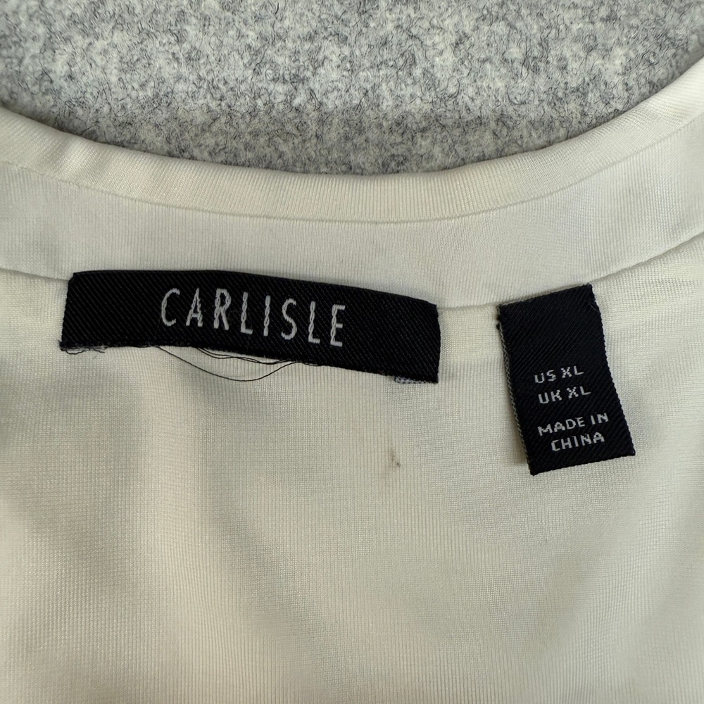 Carlisle Sleeveless Shell Top XL White Nylon Spandex Scoop Neck Layering Stretch - Picture 2 of 8